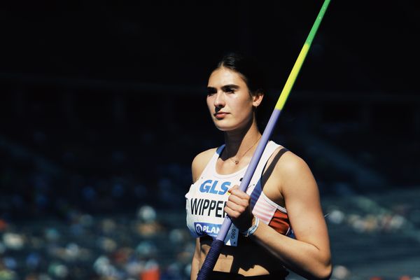 Lea Wipper (Sportclub Magdeburg) im Speerwurf waehrend der deutschen Leichtathletik-Meisterschaften im Olympiastadion am 26.06.2022 in Berlin